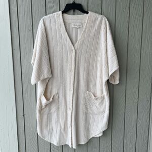 VTG Herbercraft Chenille Housecoat Robe 2X Textured Ivory Oversized Cozycore